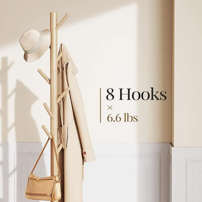 Pipishell Coat Rack Sturdy Wooden Coat Rack Stand, Adjustable Coat Tree - Image 2