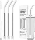 Reusable Metal Straws with Silicone Tip for Stanley 30oz,Stainless Steel Drinking Straws for 30oz Tumbler,3 Straight Tubes & 6 Tips& 1 Cleanr Brush (White)