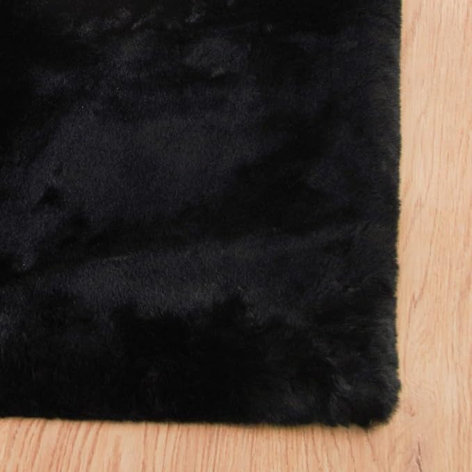 ORINOVA Faux Rabbit Fur Rug Machine Washable Area Rugs Black Fur Rug - Image 8