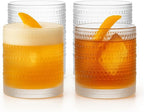 LEMONSODA Hobnail Drinking Glasses Set of 4 – Vintage Clear Lowball Glass Cups 10oz – Textured Barware Aesthetic Retro Glassware Tumblers for Water, Cocktails, Whiskey, Juice (Lowball 10oz, Set of 4)
