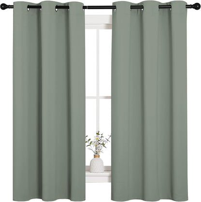 NICETOWN Sage Green Nursery Essential Thermal Insulated Solid Grommet Top by NICETOWN