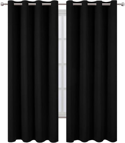 Blackout Curtains 52 x 90 Inch Long Black Curtains Set of 2 Panels Room - Image 2