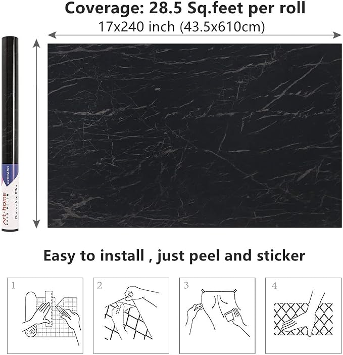 Arthome WALL DECOR Marble Contact Paper, Peel and Stick Wallpaper, Self - Image 8