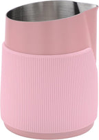 Normcore Handleless Milk Frothing Jug, Milk Pitcher 20.3 oz, Milk Frother Steamer Cup Stainless Steel Espresso Cup, Round Spout, Pink, 600 ml