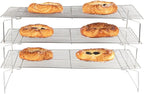 Restaurantware Met Lux 15.7 x 9.8 x 8.3 Inch Wire Baking Rack Set 1 Dishwashable Oven Wire Rack Set - 3-Tier Design Oven-Ready Up To 575F Stainless Steel Cooling Rack Set With Collapsible Feet