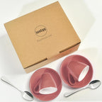 Porcelain Espresso Cup with Saucer And Stainless Steel mini Spoons, Espresso shot Cup, 80ml/2.7Oz, Pack of 2, Pink