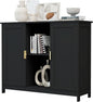 TaoHFE Black Buffet Cabinet, Modern Narrow Sideboard Buffet Cabinet Wooden Side by TAOHFE