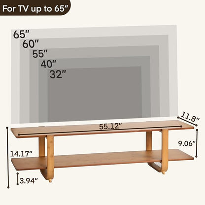 Bamboo TV Stand for TVs up to 65", Media TV Console Table - Image 2