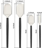 Wooden Handle Silicone Rubber Spatula Set for Kitchen Baking, Cooking, and Mixing High Heat Resistant Non Stick Dishwasher Safe BPA-Free Black+blue Set of 2 (Black Wooden Handle Spatula 4P)