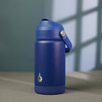 BJPKPK Insulated Water Bottle with Straw Lid, 12oz Thermos Water Bottles, Flex Handle & Non-slip Boot, BPA Free Leak Proof Stainless Steel Metal Thermos, Tumblers, Cups,Klein Blue