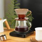 Ceramic Coffee Dripper Filter 02-4Cup Pour Over Coffee Dripper, 60 Angle Cone Ceramic Hand Brew Coffee Cup Retro Filter Set Reusable Portable Coffee Maker (Bronze)