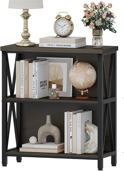 FATORRI Rustic Small Bookshelf for Small Space, Industrial Short Wood Bookcase - Image 6