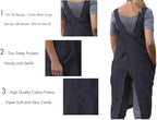 Women's Pinafore Square Apron Baking Cooking Gardening Works Cross Back Cotton/Linen Blend Dress with 2 Pockets