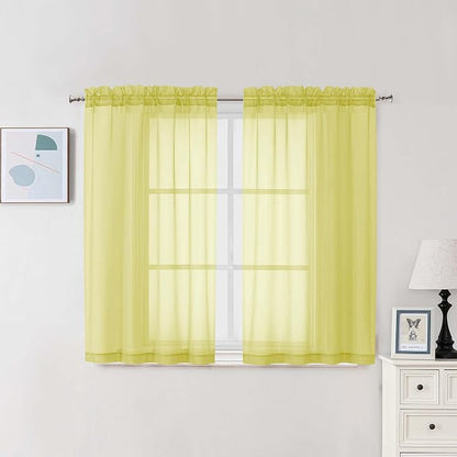 Chyhomenyc Sheer Curtains 54 Inch Long 2 Panels Set, Light Filtering Short Soft by Chyhomenyc