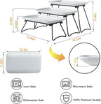 HAPPY KIT 3 Tier Serving Tray Set and Tiered Tray Stand,12 Inch Widened Porcelain Platters with Freely Combinable Rack,Decor Cupcake Stand for Christmas Party Display,Dessert Trays Collapsible