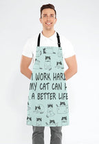 Funny Cat Adjustable Bib Apron, I Work Hard So My Cat Can Have A Better Life Cooking Kitchen Apron for Men Women