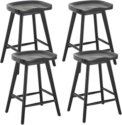 LukeAlon 24.25" Classic Counter Height Wood Barstools Set of 6 Wooden Ergonomic - Image 7
