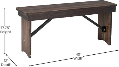 Flash Furniture HERCULES 40" x 12" Folding Farm Bench, Solid Pine Entryway - Image 3