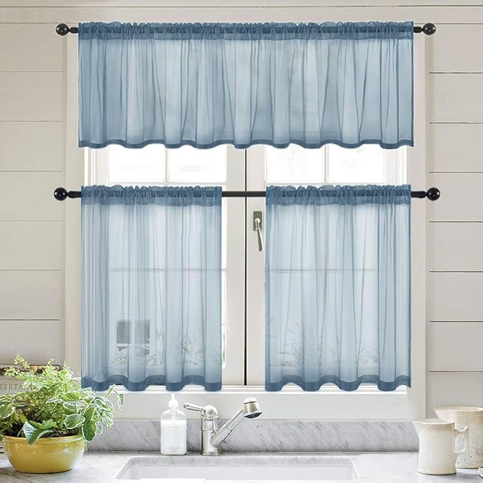 MIULEE Semi Sheer Curtains 24 inch Length Kitchen Window Curtains Over Sink - Image 6