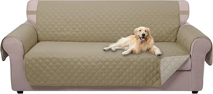 U-NICE HOME 4 Seater Sofa Cover 91''Large Couch Cover, Light Camel/Beige | by U-NICEHOME