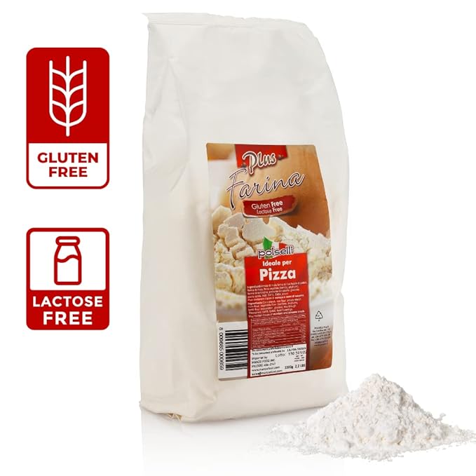 Gluten Free Flour, Pizza Flour, Lactose Free, 2.2lb, All Natural, Multi Purpose Flour & Starch Blend, for Baking Pizza, Bread, & Pasta, Product of Italy, Polselli
