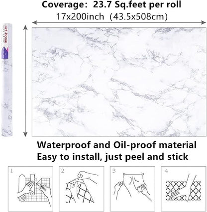 Arthome White Marble Contact Paper - Image 7