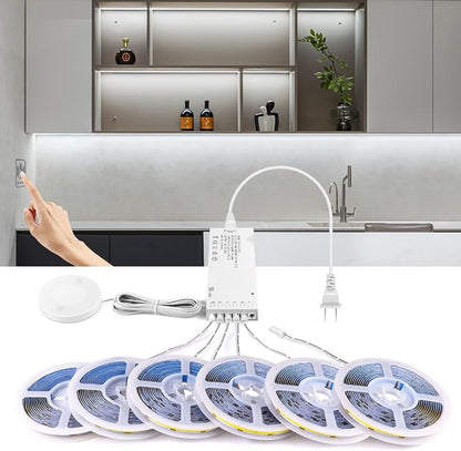 AIMENGTE Cabinet Light, LED Strip Lights, 6-in-1 12V COB Under Cabinet Lighting - Image 2