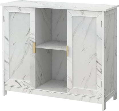 TaoHFE Marble Top Narrow Sideboard Cabinet, Modern White Marble Side Buffet - Image 8