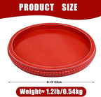 Red Round Wood Decorative Ottoman Tray for Coffee Table Kitchen Counter, Living Room, Handcrafted Wooden Serving Tray for Table Centerpiece