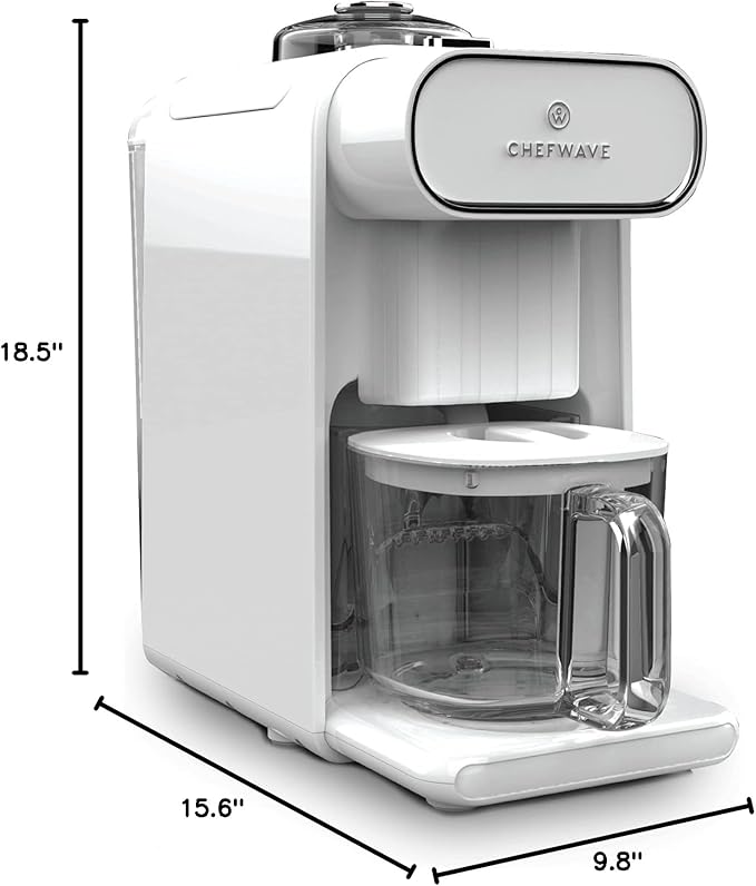ChefWave Milkmade Dairy Alternative Vegan Nut Milk Maker Machine Almond Milk Soy Milk Oat Milk Cashew Milk Coconut Milk Macadamia Milk, No Soaking, Auto-Clean, Delay Start, Recipe Book - White