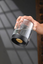 LOEZ Coffee Bean Storage Container Airtight, Lid Sealed with Press-Down Vacuum, Borosilicate Glass Coffee Canister, Food Storage, Coffee Bar for Ground Coffee, Tea, Beans, Spices (Large - Gray)