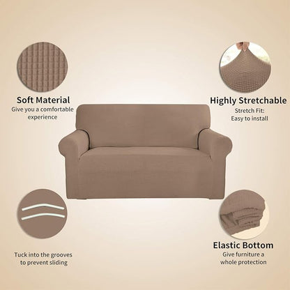 Easy-Going Stretch 4 Seater Oversized Sofa Couch Cover Camel | 1-Piece Extra - Image 4