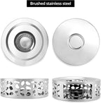 QWORK Tea Kettle Warmer, 4 Pack Brushed Stainless Steel Kettle, Hollow Frame, with Tea Candle Holder, Fits Most Teapots, Silver