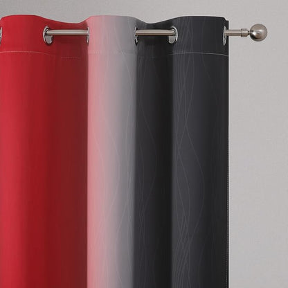 Red and Black Ombre Blackout Bedroom Curtains 84 Inch Long | Room Darkening - Image 4