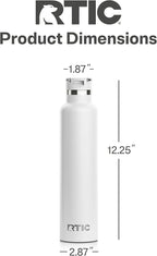 RTIC 26oz Journey Bottle Metal Stainless Steel Vacuum Insulated, BPA Free, Reusable, for Water, Hot and Cold Drinks, Travel, Sports, Camping, White