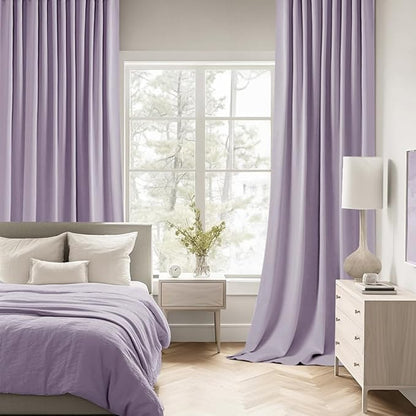 MIULEE Lilac Back Tab Blackout Curtains 52x102 Inch Long 2 Panels Set | Rod - Image 2