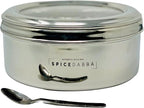 spice dabba Stainless Steel Indian Spice Box, Steel Masala Dabba 12 Spices, Lid Spice Box, Authentic Spices, Masala Box with Individual containers | Size 9 x 9 x 3 IN (Indian Spice Box Only)