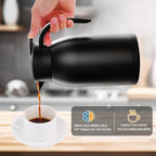 41 Oz Thermal Coffee Carafe Stainless Steel Insulated Thermos Double Wall Vacuum Flask Leak-Proof Thermos for Travel Office School Party Camping Use Black