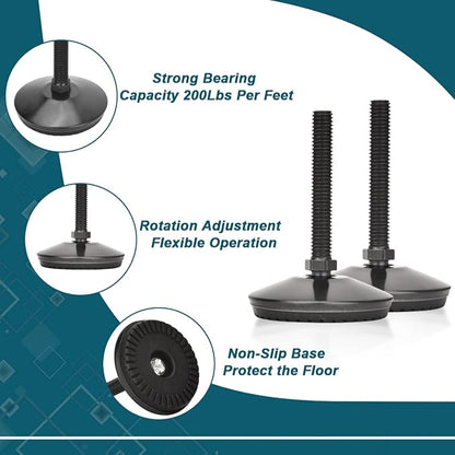 8 Set M8 Leveling Feet with 4-Pronged T Nut, Adjustable Leg Levelers Heavy Duty - Image 3