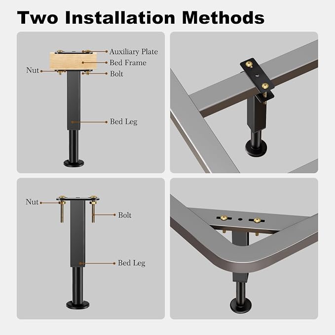 Bed Support Legs, 7.3-12 in Heavy Duty Metal Furniture Feet - Image 5