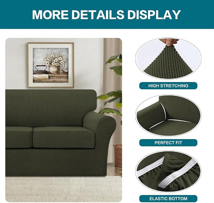 Turquoize 4 Piece Sofa Covers for 3 Cushion Couch Sofa Slipcover Soft Couch - Image 4