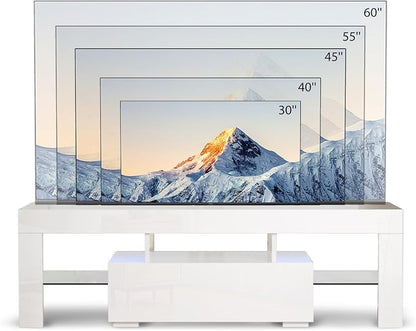 VINGLI 51'' LED TV Stand, High Glossy Modern Entertainment Center - Image 7