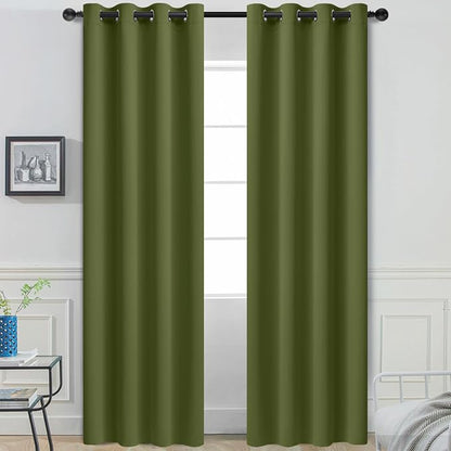 Yakamok Room Darkening Curtains 52x96 inch Length Olive Green-Living Room | 2 by Yakamok