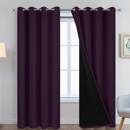 Yakamok Dark Purple 100% Blackout Curtains 84 Inches Long 52" Wide 2 Panels | by Yakamok