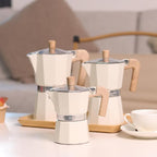 Sivaphe Aluminum Moka Pot 3 Espresso Cups, Percolator Espresso and Coffee Maker, Portable Stovetop Italian and Cuban Café Brewer for Home and Camping White