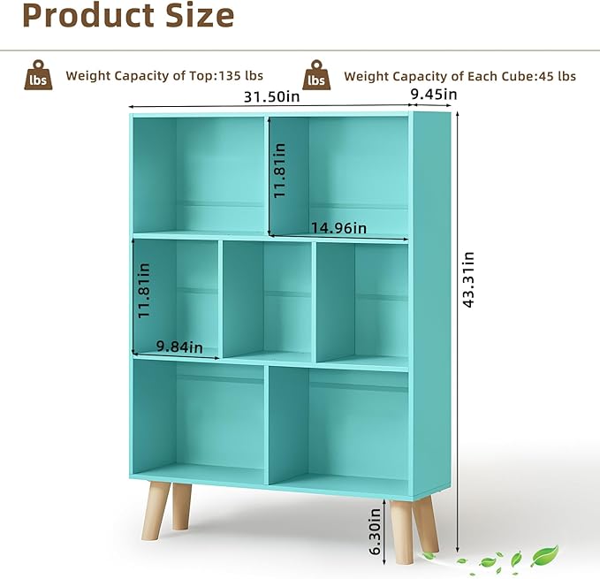 LEYAOYAO 7 Cube Bookshelf 3-Tier Bookcase - Image 2