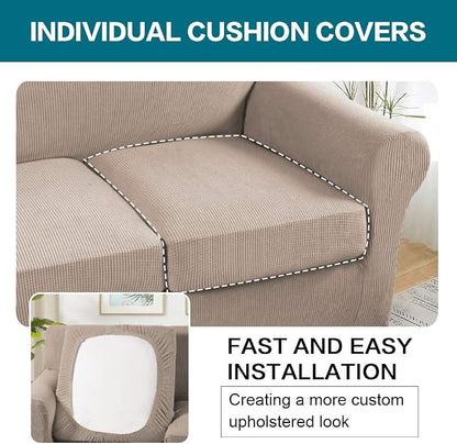 Turquoize 3 Piece Sofa Covers for 2 Cushion Couch Sofa Slipcover Soft Couch - Image 5