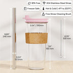Dodoko Reusable Boba Cup with Straw - Iced Coffee & Smoothie Tumbler 24 oz - Bubble Pink