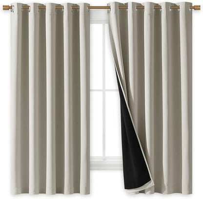 NICETOWN Natural 100% Blackout Lined Curtains, 2 Thick Layers Completely - Image 2