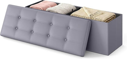 SONGMICS HOME Storage Ottoman, Removable Lid, Foldable Foot Stool, PU Leather by SONGMICSHOME